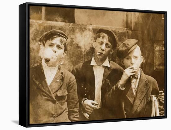 A.M. Monday, Newsies at Skeeter's Branch They Were All Smoking, St. Louis, Missouri, May 9, 1910-null-Framed Stretched Canvas