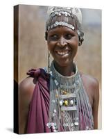 A Maasai Girl from the Kisongo Clan Wearing an Attractive Beaded Headband and Necklace-Nigel Pavitt-Stretched Canvas