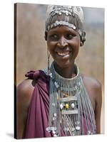 A Maasai Girl from the Kisongo Clan Wearing an Attractive Beaded Headband and Necklace-Nigel Pavitt-Stretched Canvas