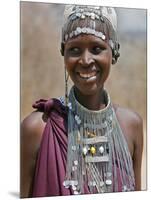 A Maasai Girl from the Kisongo Clan Wearing an Attractive Beaded Headband and Necklace-Nigel Pavitt-Mounted Photographic Print