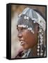 A Maasai Girl from the Kisongo Clan Wearing an Attractive Beaded Headband-Nigel Pavitt-Framed Stretched Canvas