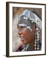 A Maasai Girl from the Kisongo Clan Wearing an Attractive Beaded Headband-Nigel Pavitt-Framed Photographic Print