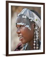 A Maasai Girl from the Kisongo Clan Wearing an Attractive Beaded Headband-Nigel Pavitt-Framed Photographic Print