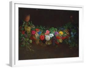 A Magnificent Garland of Fruit and Flowers, 1840-Johan Laurents Jensen-Framed Giclee Print