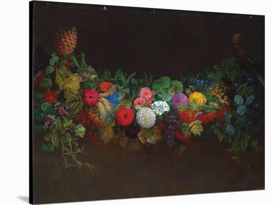 A Magnificent Garland of Fruit and Flowers, 1840-Johan Laurents Jensen-Stretched Canvas