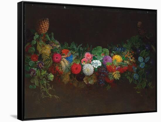 A Magnificent Garland of Fruit and Flowers, 1840-Johan Laurents Jensen-Framed Stretched Canvas