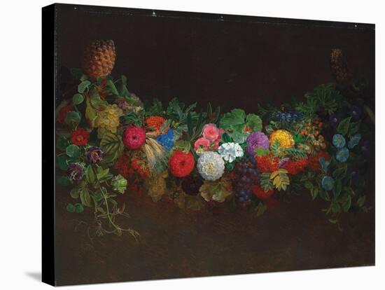 A Magnificent Garland of Fruit and Flowers, 1840-Johan Laurents Jensen-Stretched Canvas