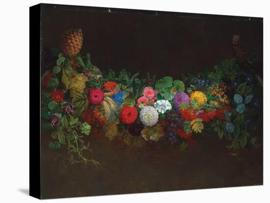 A Magnificent Garland of Fruit and Flowers, 1840-Johan Laurents Jensen-Stretched Canvas