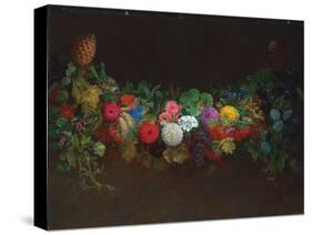 A Magnificent Garland of Fruit and Flowers, 1840-Johan Laurents Jensen-Stretched Canvas