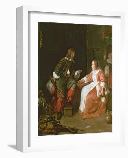 A Maid and an Officer, C. 1660-70-Gabriel Metsu-Framed Giclee Print