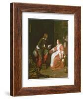 A Maid and an Officer, C. 1660-70-Gabriel Metsu-Framed Giclee Print