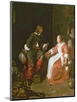 A Maid and an Officer, C. 1660-70-Gabriel Metsu-Mounted Giclee Print