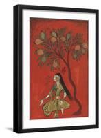 A Maiden Seated Beneath a Pomergranate Tree-null-Framed Premium Giclee Print
