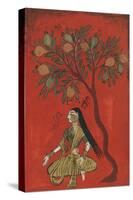 A Maiden Seated Beneath a Pomergranate Tree-null-Stretched Canvas