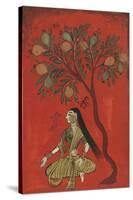 A Maiden Seated Beneath a Pomergranate Tree-null-Stretched Canvas