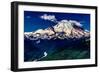 A Majestic Wide Angle View of Snow Capped Mount Rainier and a Deep River Valley-Richard McMillin-Framed Photographic Print