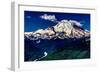 A Majestic Wide Angle View of Snow Capped Mount Rainier and a Deep River Valley-Richard McMillin-Framed Photographic Print