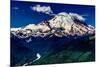 A Majestic Wide Angle View of Snow Capped Mount Rainier and a Deep River Valley-Richard McMillin-Mounted Photographic Print