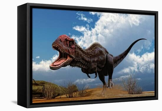 A Majungasaurus Breaks into a Run Upon Seeing Prey-null-Framed Stretched Canvas