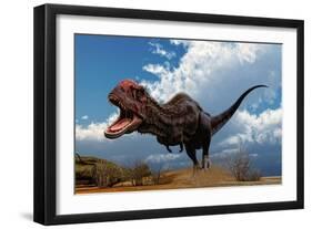 A Majungasaurus Breaks into a Run Upon Seeing Prey-null-Framed Art Print