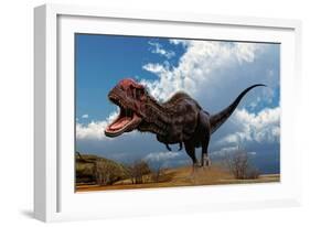 A Majungasaurus Breaks into a Run Upon Seeing Prey-null-Framed Art Print