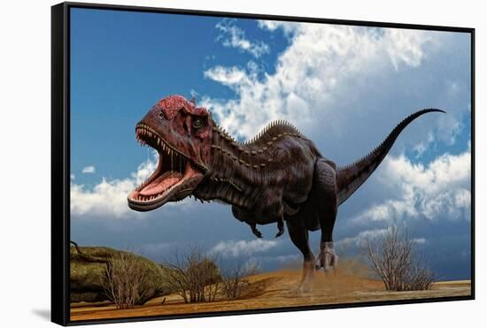 A Majungasaurus Breaks into a Run Upon Seeing Prey-null-Framed Stretched Canvas