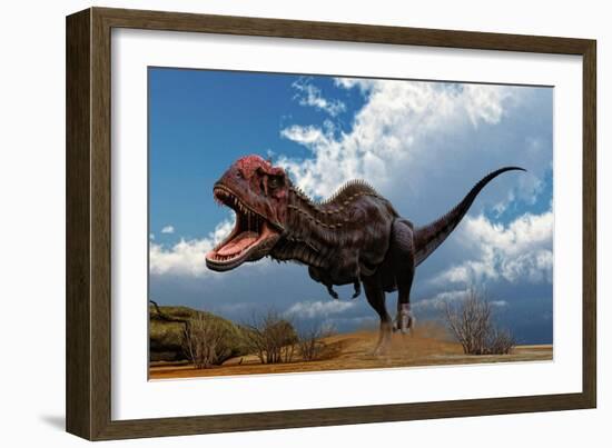 A Majungasaurus Breaks into a Run Upon Seeing Prey-null-Framed Premium Giclee Print