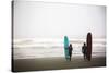 A Male And Female Surfer Hold Their Surfboards In The Olympic National Park In Washington State-Ben Herndon-Stretched Canvas