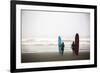 A Male And Female Surfer Hold Their Surfboards In The Olympic National Park In Washington State-Ben Herndon-Framed Photographic Print