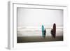 A Male And Female Surfer Hold Their Surfboards In The Olympic National Park In Washington State-Ben Herndon-Framed Photographic Print