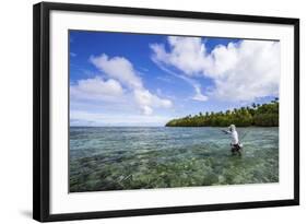 A Male Angler Making Casts on a Saltwater Flat at Alphonse Island, Seychelles-Matt Jones-Framed Photographic Print