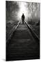 A Male Angler Walks Down Train Tracks Near the Middle Provo River in Winter in Utah-Adam Barker-Mounted Photographic Print
