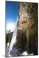 A Male Climber on the 30-Foot Horizontal Roof Route in the Bingo Cave at Hyalite Canyon in Montana-Ben Herndon-Mounted Photographic Print
