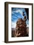 A Male Climber on the Third Pitch of Classic Tower Climb Ancient Art, Fisher Towers, Moab, Utah-Dan Holz-Framed Photographic Print