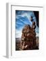 A Male Climber on the Third Pitch of Classic Tower Climb Ancient Art, Fisher Towers, Moab, Utah-Dan Holz-Framed Photographic Print