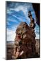 A Male Climber on the Third Pitch of Classic Tower Climb Ancient Art, Fisher Towers, Moab, Utah-Dan Holz-Mounted Photographic Print