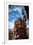 A Male Climber on the Third Pitch of Classic Tower Climb Ancient Art, Fisher Towers, Moab, Utah-Dan Holz-Framed Photographic Print