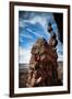 A Male Climber on the Third Pitch of Classic Tower Climb Ancient Art, Fisher Towers, Moab, Utah-Dan Holz-Framed Photographic Print