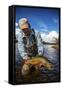 A Male Fly Fishing Guide Holds a Beautiful Male Brook Trout-Matt Jones-Framed Stretched Canvas