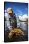 A Male Fly Fishing Guide Holds a Beautiful Male Brook Trout-Matt Jones-Stretched Canvas
