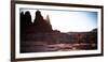 A Male Hiker Enjoys the Rising Sun's Warmth at Fisher Towers in Moab, Utah-Dan Holz-Framed Photographic Print