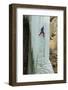 A Male Ice Climber Climbing the 6th Pitch of Broken Hearts, (Wi5), Cody Wyoming-Daniel Gambino-Framed Photographic Print