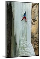 A Male Ice Climber Climbing the 6th Pitch of Broken Hearts, (Wi5), Cody Wyoming-Daniel Gambino-Mounted Photographic Print