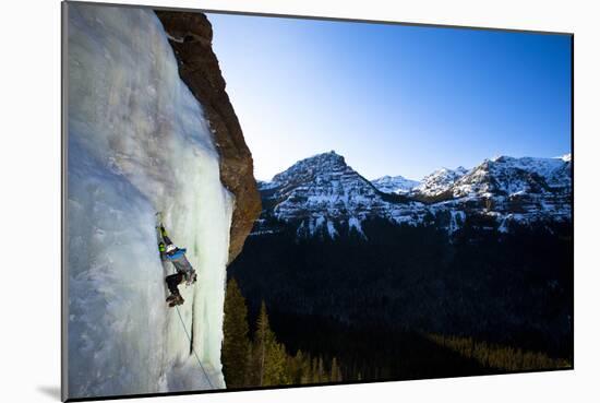 A Male Ice Climber Climbs over Easy (Wi3) in Hyalite Canyon in Montana-Ben Herndon-Mounted Photographic Print