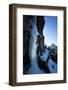 A Male Ice Climber Climbs the Scepter, a Hyalite Canyon Classic, During a Bluebird Day in Montana-Ben Herndon-Framed Photographic Print