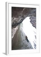 A Male Ice Climber on the 6th Pitch of Broken Hearts, Cody, Wyoming-Daniel Gambino-Framed Photographic Print