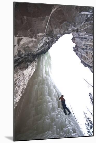 A Male Ice Climber on the 6th Pitch of Broken Hearts, Cody, Wyoming-Daniel Gambino-Mounted Photographic Print