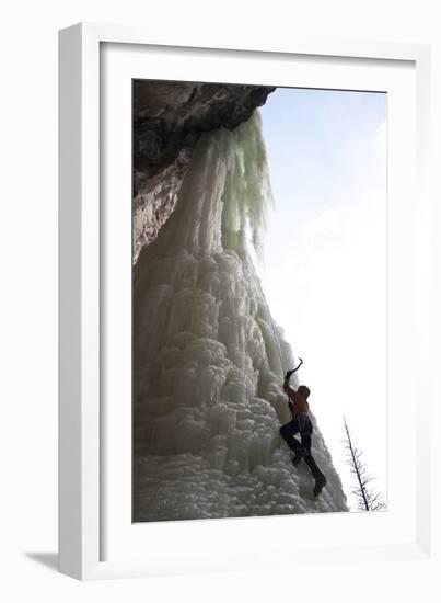 A Male Ice Climber on the 6th Pitch of Broken Hearts, Cody, Wyoming-Daniel Gambino-Framed Photographic Print
