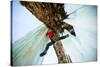 A Male Ice Climber Solos as He Stems Between Ice Columns at Banks Lake in Central Washington-Ben Herndon-Stretched Canvas