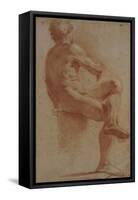 A Male Nude Seated with His Back Turned-Annibale Carracci-Framed Stretched Canvas
